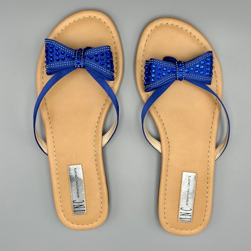 INC International Concepts Blue Bow Sandals [Size 6]